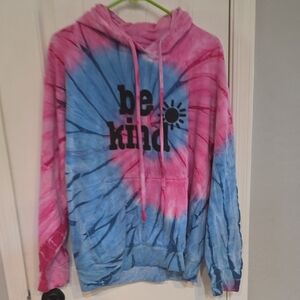 Tie-Dye 'Be Kind' Hoodie - Pink and Blue